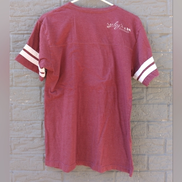 Women's God is a Texan Maroon Burgundy Jersey T Shirt Size Medium Texas - Picture 2 of 2